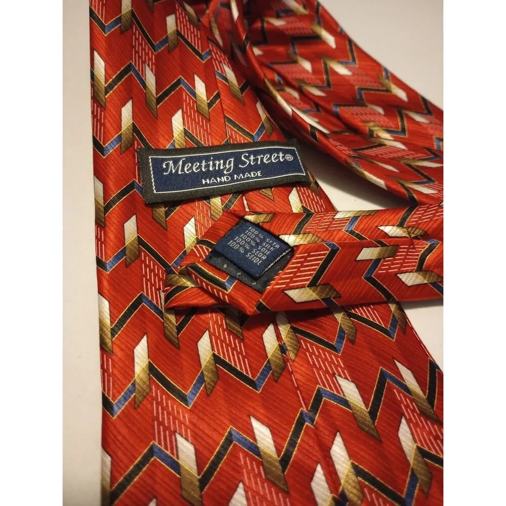 Meeting Streets 100% Silk Men's Neck Tie 60 inches long